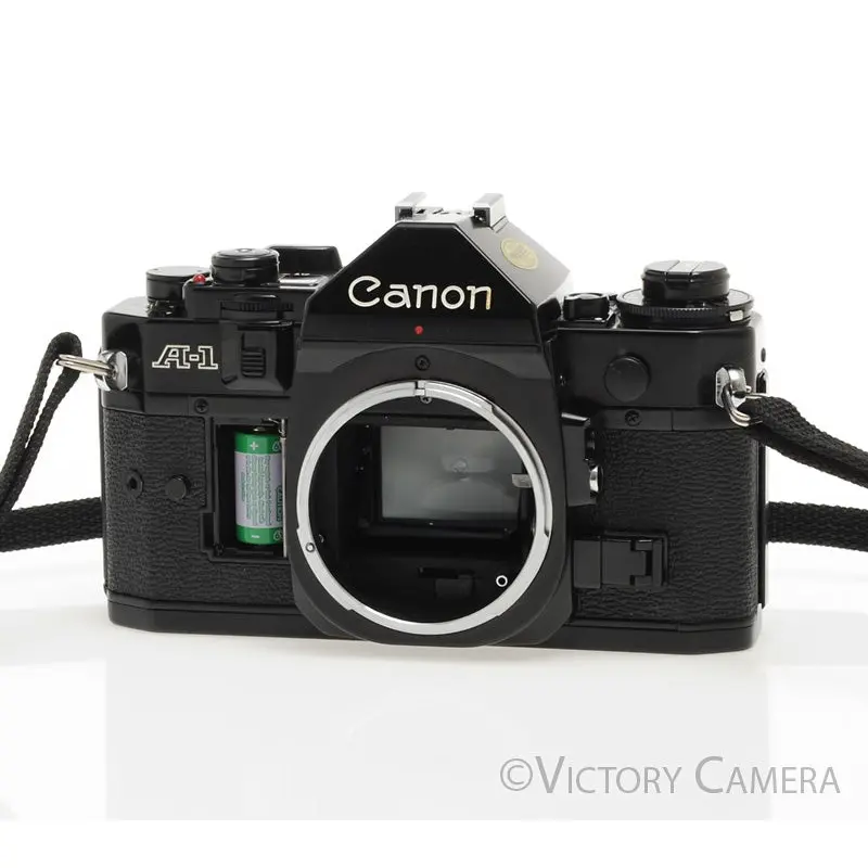 Canon A-1 A1 35mm Black Film Camera Body -No Batt. Door, New Seals- [BAR]
