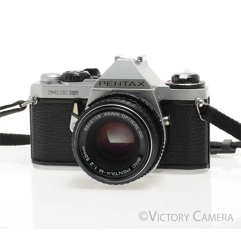 Pentax ME Super Chrome 35mm SLR Camera w/ 50mm f2 Lens -New Seals- [MINT-]