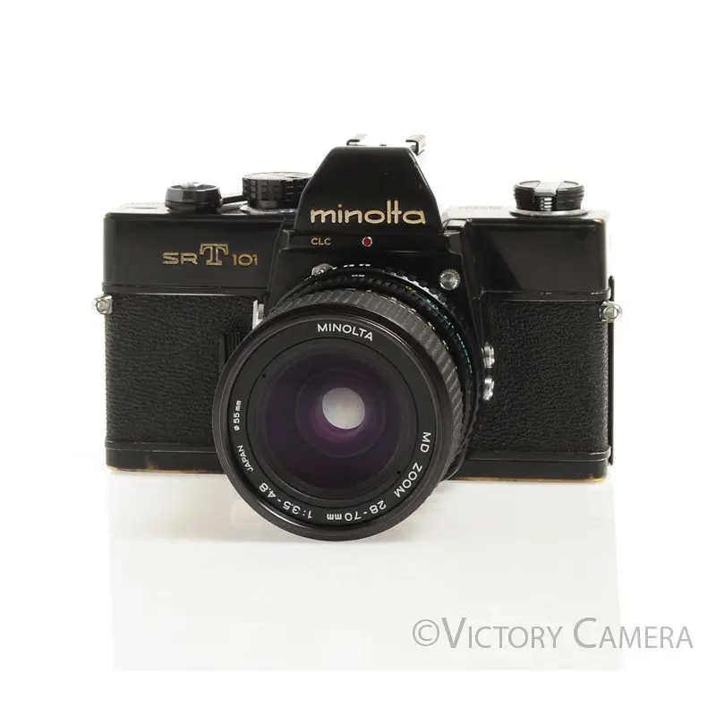 Minolta SRT101 SRT 101 Black 35mm Camera w/ 28-70mm Zoom Lens -New Seals- [EX]