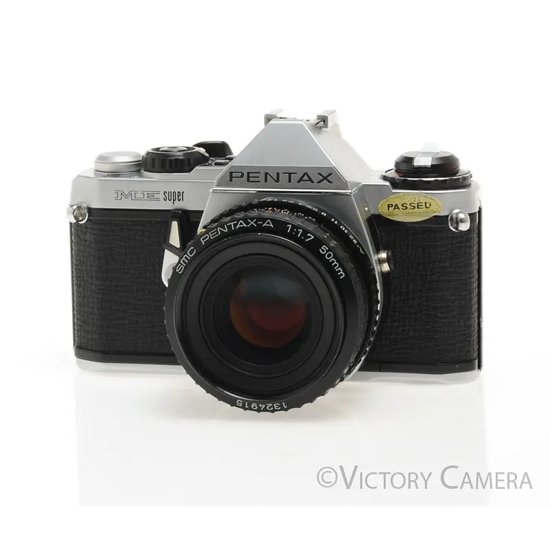 Pentax ME Super Chrome 35mm SLR Camera w/ 50mm f1.7 Lens -New Seals- [EXC]