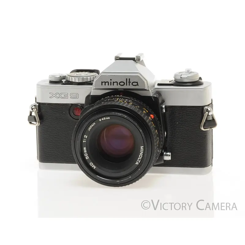 Minolta XG9 Chrome 35mm Camera w/ 50mm f2 Lens -New Seals- [EXC-]