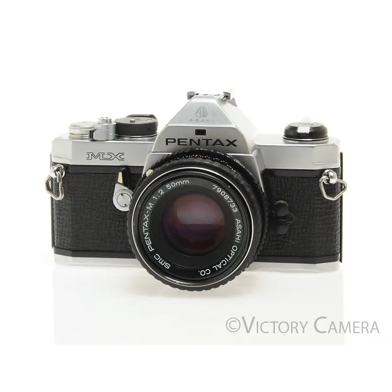 Pentax MX Chrome 35mm Camera w/ 50mm f2 Prime Lens -New Seals- [EXC+]