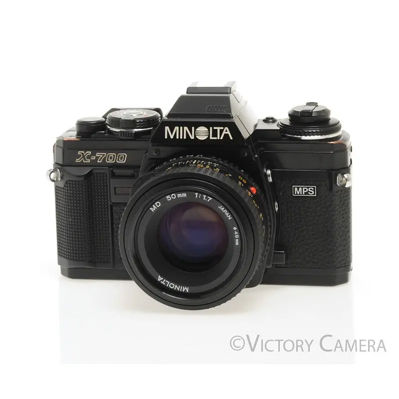 Minolta X-700 X700 Black SLR Film Camera w/ 50mm f1.7 Lens -New Seals- [EXC]