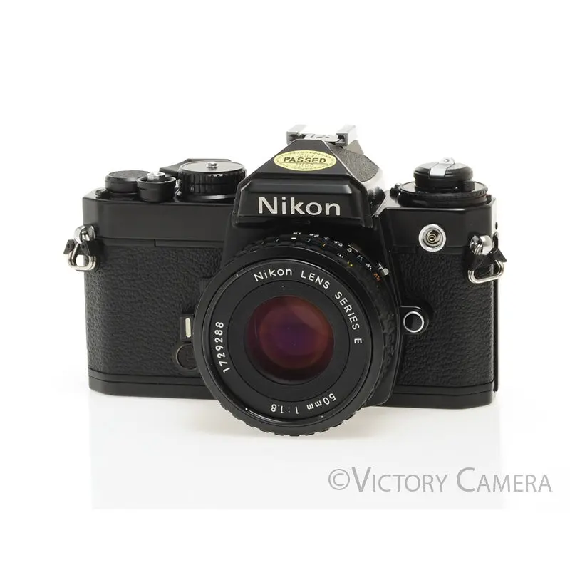 Nikon FE Black 35mm Film SLR Camera 50mm f1.8 AI-S Lens -New Seals- [EXC+]