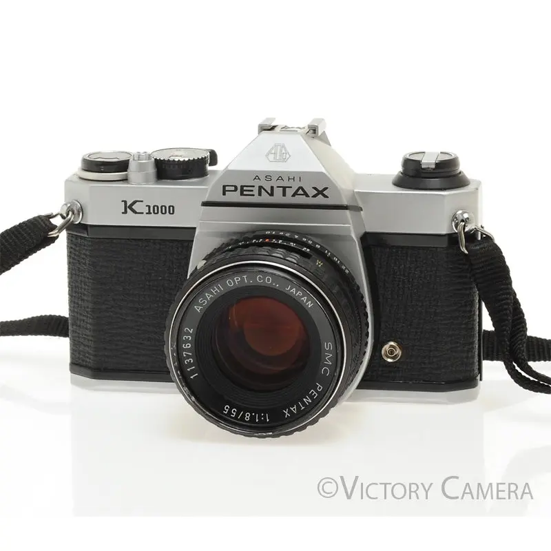 Pentax K1000 35mm Film Camera w/ 55mm f1.8 Lens -New Seals- [EXC+]