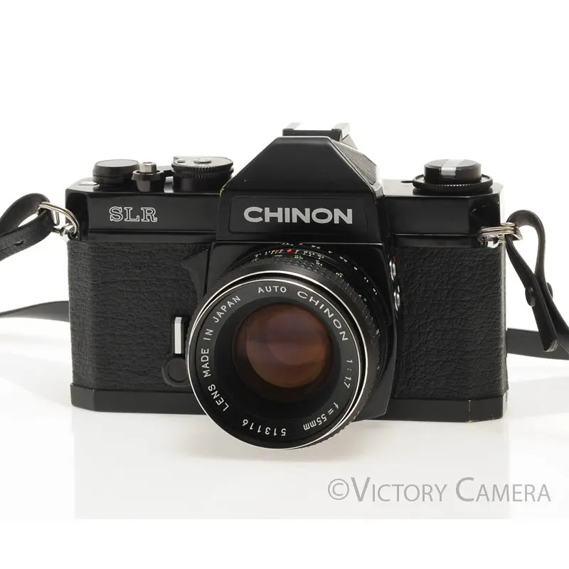 Chinon SLR Black 35mm Film Camera w/ 55mm f1.7 Lens -No Meter- [EXC-]