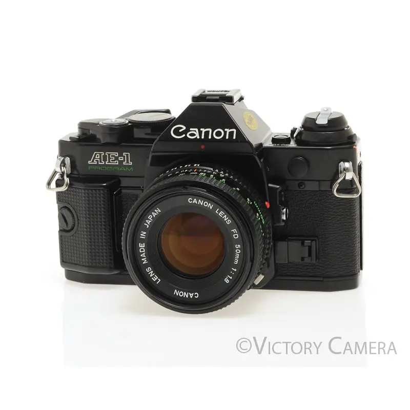 Canon AE-1 Program Black 35mm Camera w/ 50mm f1.8 Lens  [EXC+]