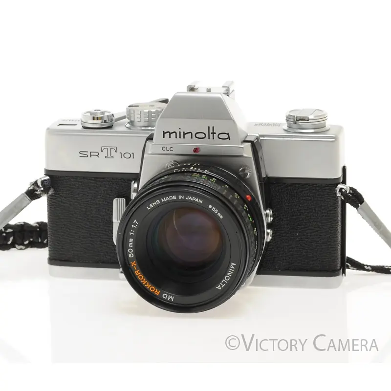 Minolta SRT101 SRT 101 Chrome 35mm Camera with 50mm F1.7 Lens -New Sea [EXC]