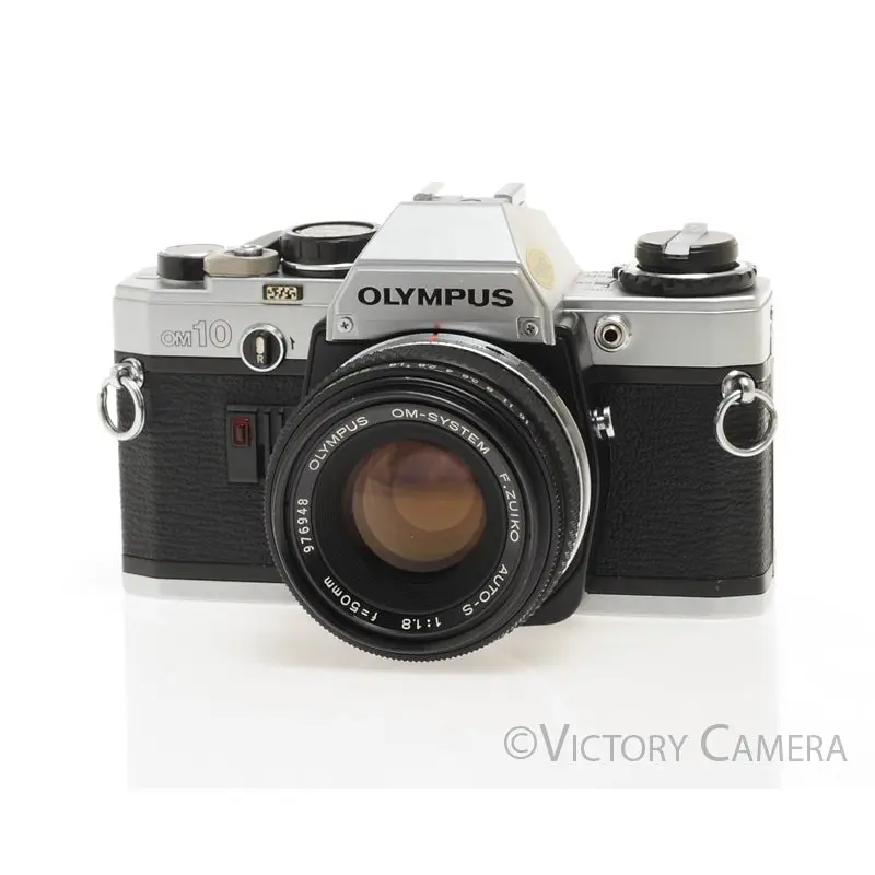 Olympus OM-10 Chrome 35mm Camera w/ 50mm f1.8 Prime Lens -New Seals-  [EXC]