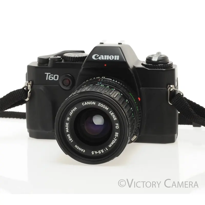 Cann T60 Black 35mm Film Camera w/ 35-70mm Zoom Lens -Good Seals- [EXC+]