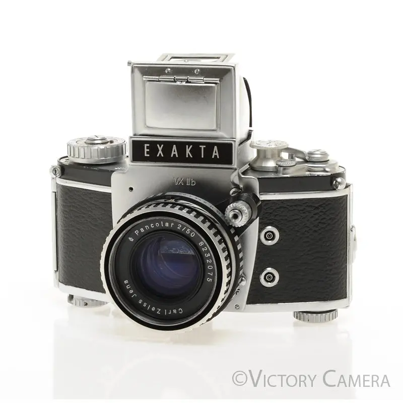 Exakta VX IIb Chrome 35mm Camera w/ Carl Zeiss Jena 50mm f2 Lens WLF [EXC]