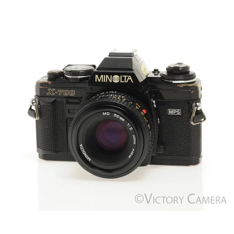 Minolta X-700 X700 Black SLR Film Camera w/ 50mm f2 Lens -New Seals- [EXC]