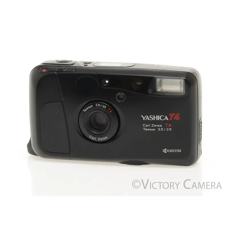 Yashica T4 Black 35mm Film Point & Shoot w/ Zeiss 35mm f3.5 T* Lens [EXC]