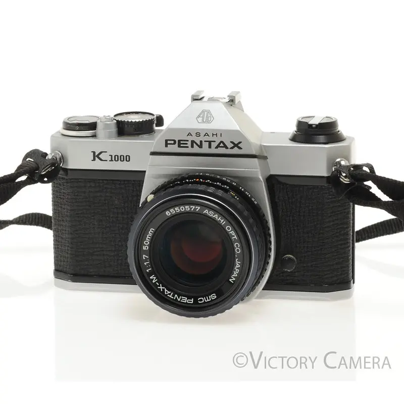 Pentax K1000 35mm Film Camera w/ 50mm f1.7 Lens -New Seals- [EXC]