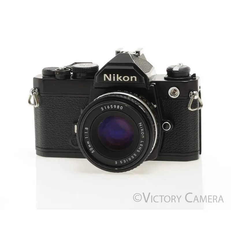 Nikon FM Black 35mm Film Camera w/ 50mm f1.8 AI-s Lens -New Seals- [EXC]