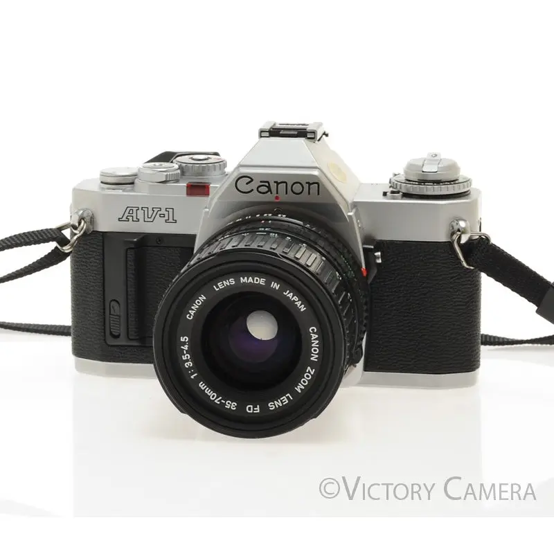 Canon AV-1 35mm Chrome Film Camera w/ 35-70mm Zoom Lens -New Seals- [EXC+]