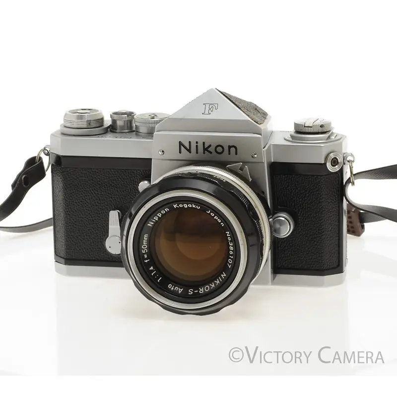 Nikon F Chrome 35mm SLR Camera w/ 50mm f1.4 Lens, Eye Level Finder [EXC+]