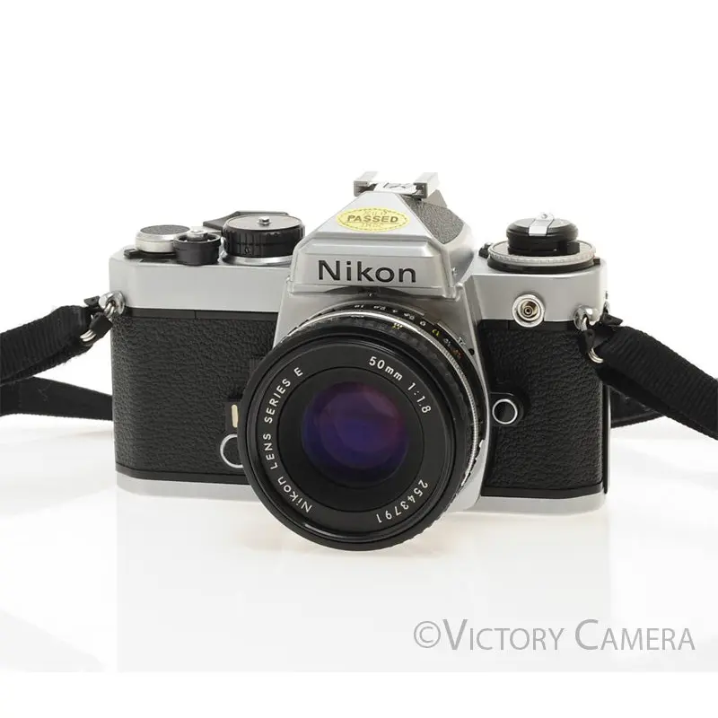 Nikon FE Chrome 35mm Film Camera 50mm F1.8 Lens -New Seals- [EXC+]