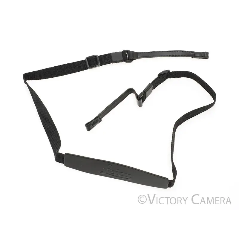 Leica Black Strap w/ "Leica" Pad, Leather Ends  [EXC+]