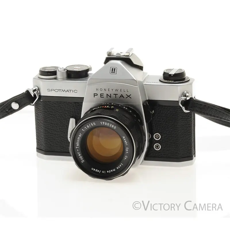 Pentax Spotmatic Chrome 35mm Camera w/ 55mm f1.8 Lens -No Meter [EXC]