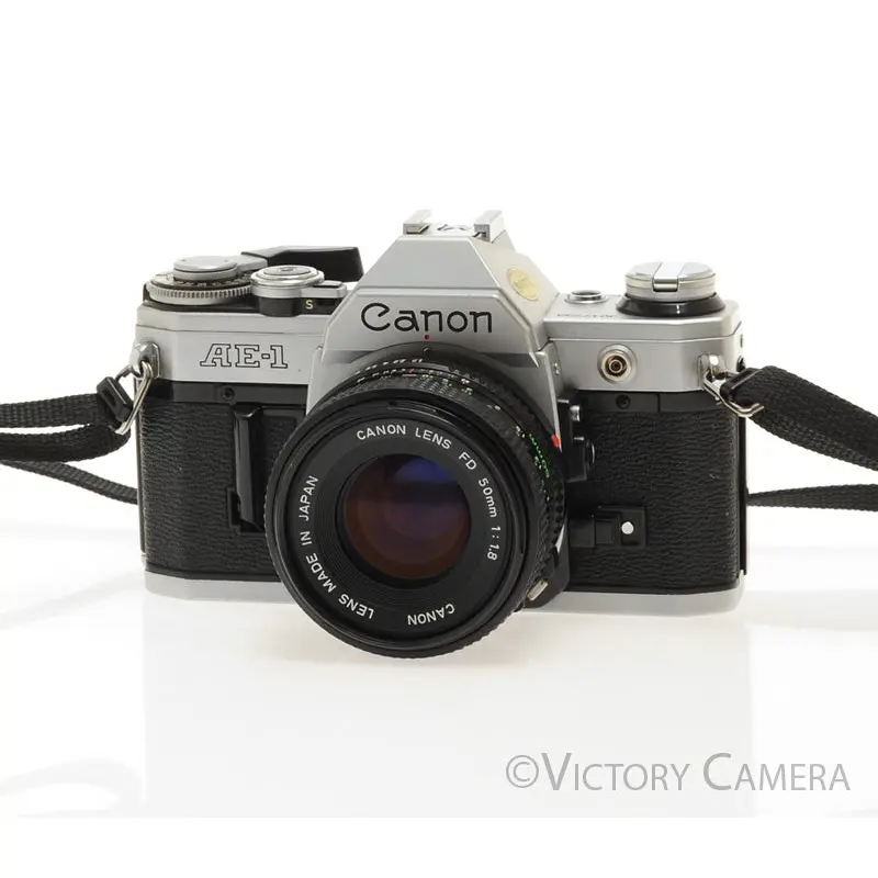Canon AE-1 35mm Chrome Camera w/ 50mm f1.8 Prime Lens [EXC-]