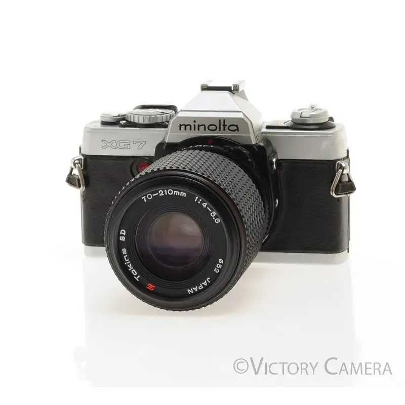 Minolta XG-7 XG7 Chrome 35mm Camera w/ Tokina SD 70-210mm f4-5.6 [EXC]