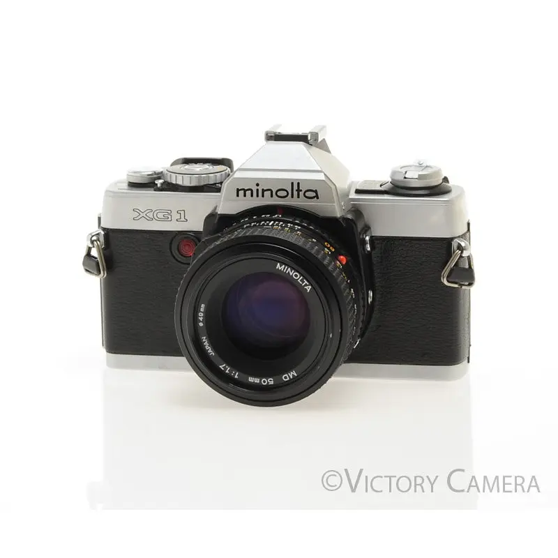 Minolta XG1 Chrome 35mm Camera w/ MD 50mm f1.7 Lens [EXC+]