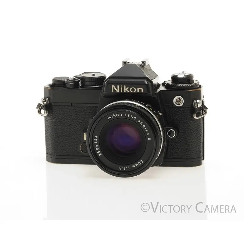 Nikon FE Black 35mm Film SLR Camera 50mm f1.8 Lens -New Seals- [EXC]