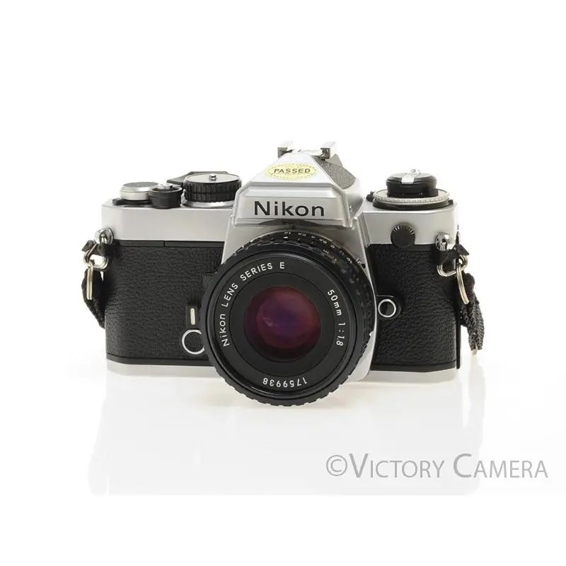 Nikon FE Chrome 35mm Film Camera 50mm F1.8 Lens [EXC+]