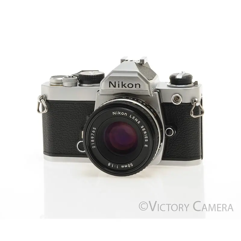 Nikon FM Chrome 35mm Film Camera w/ 50mm f1.8 AI-s Lens -New Seals-  [EXC]