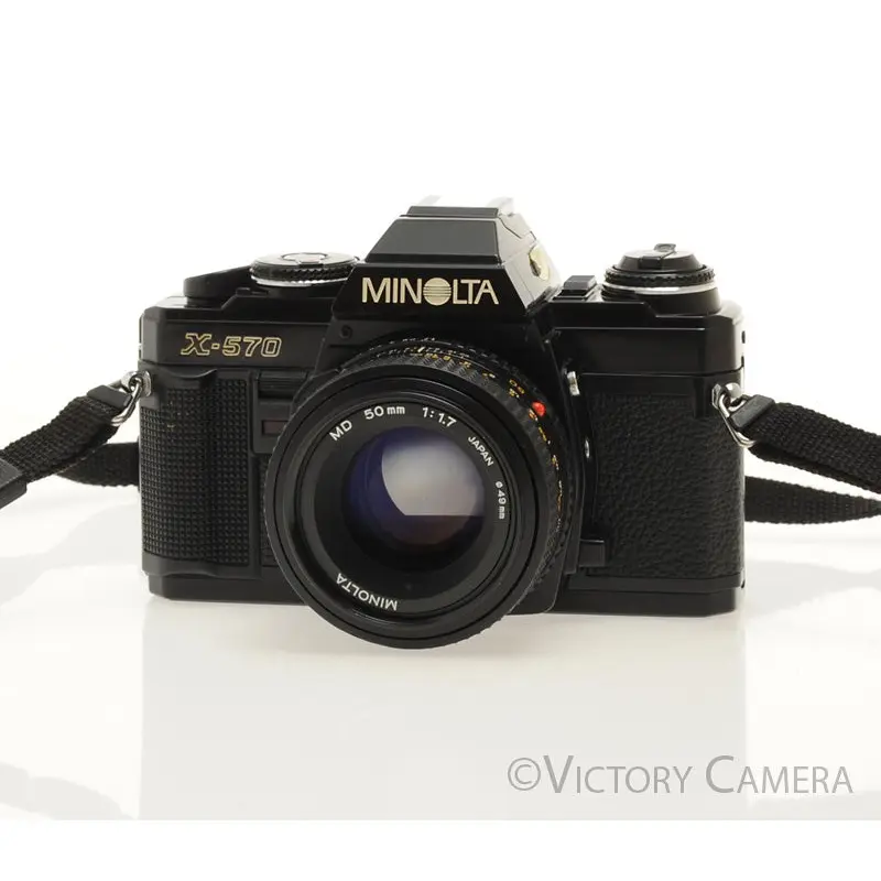 Minolta X-570 Black SLR Film Camera 50mm f1.7 Lens -New Seals- [EXC+]