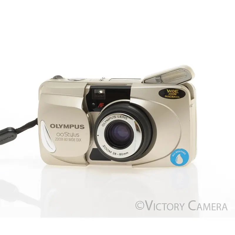 Olympus Stylus Zoom Wide 80 DLX 35mm Point & Shoot Film Camera 28-80mm [EXC]