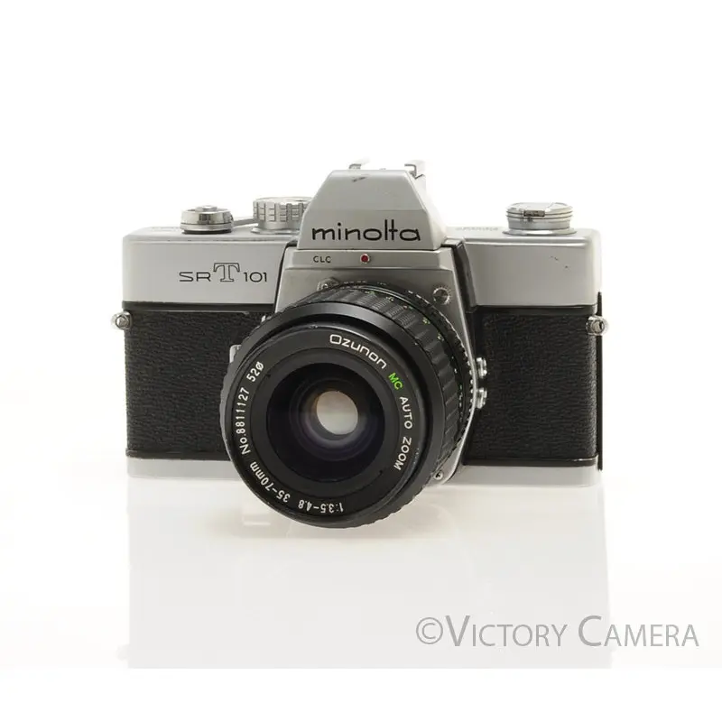 Minolta SRT 101 Chrome 35mm Camera w/ 35-70mm Lens -New Seals- [EXC]