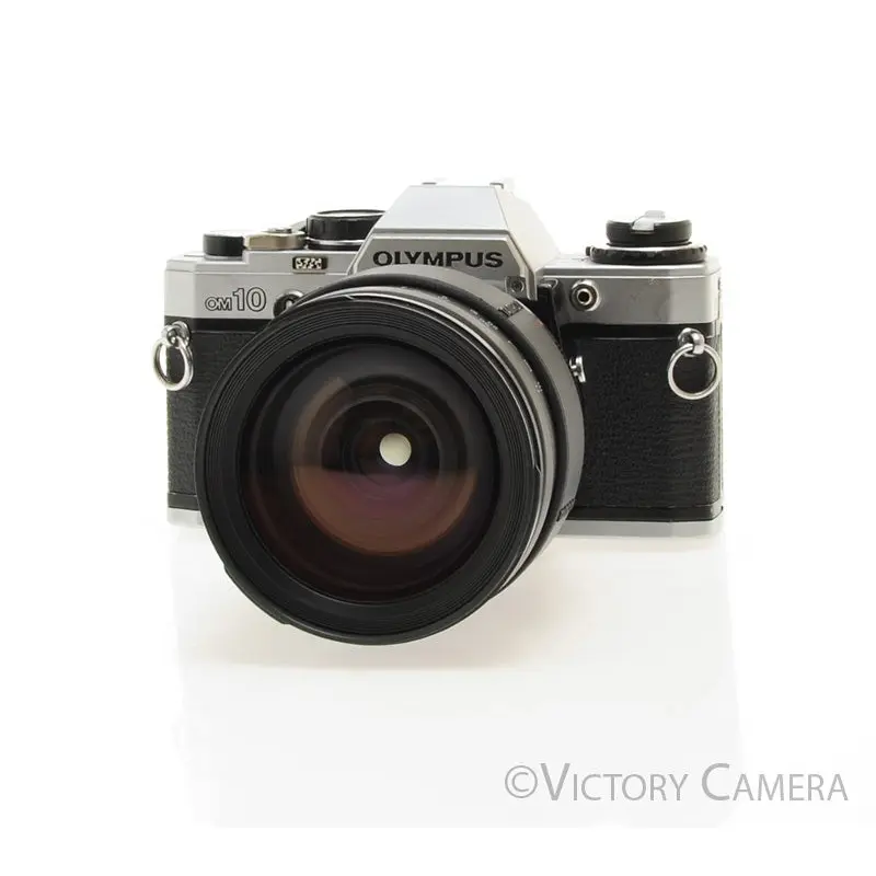 Olympus OM-10 Chrome 35mm Camera w/ 28-200mm Zoom Lens -New Seals- [EXC]
