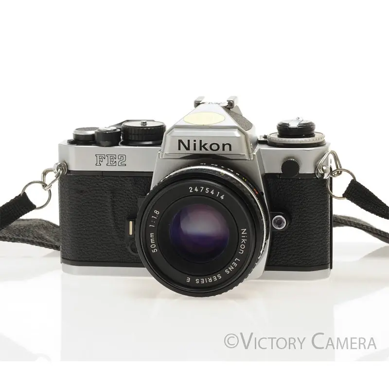 Nikon FE-2 FE2 Chrome 35mm Camera with 50mm f1.8 AI-s Lens [EXC+]