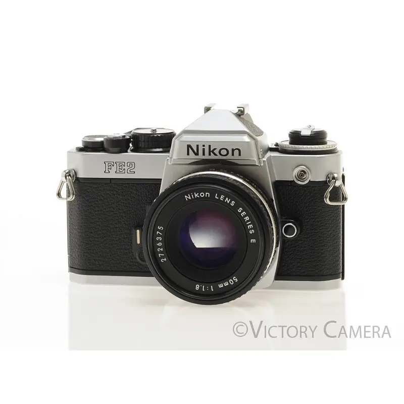 Nikon FE-2 FE2 Chrome 35mm Camera with 50mm f1.8 Lens [EXC+]