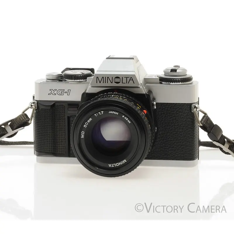 Minolta XG1 Chrome 35mm Camera w/ MD 50mm f1.7 Lens [EXC]