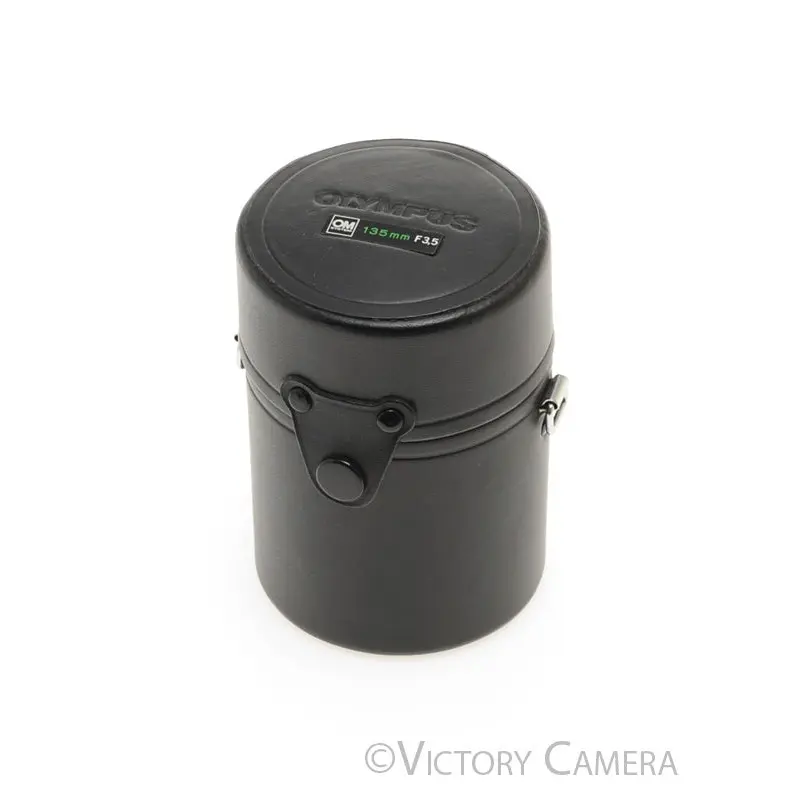 Olympus Genuine OM 135 f3.5 Hard Leather Lens Case [EXC+]
