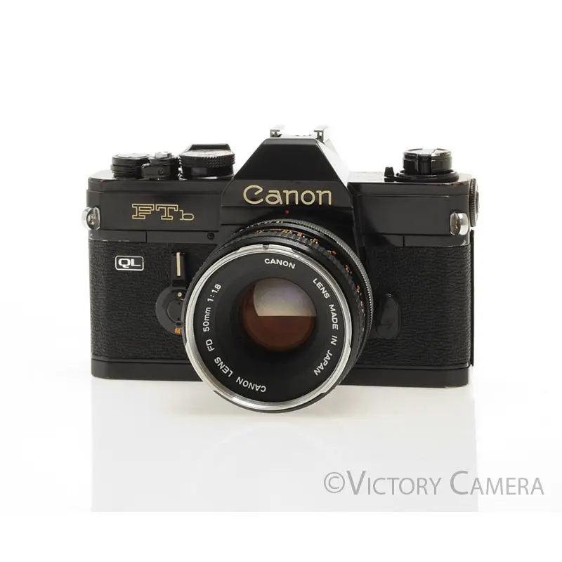 Canon FTb QL Black 35mm SLR Camera w/ 50mm f1.8 Lens -New Seals- [EXC+]