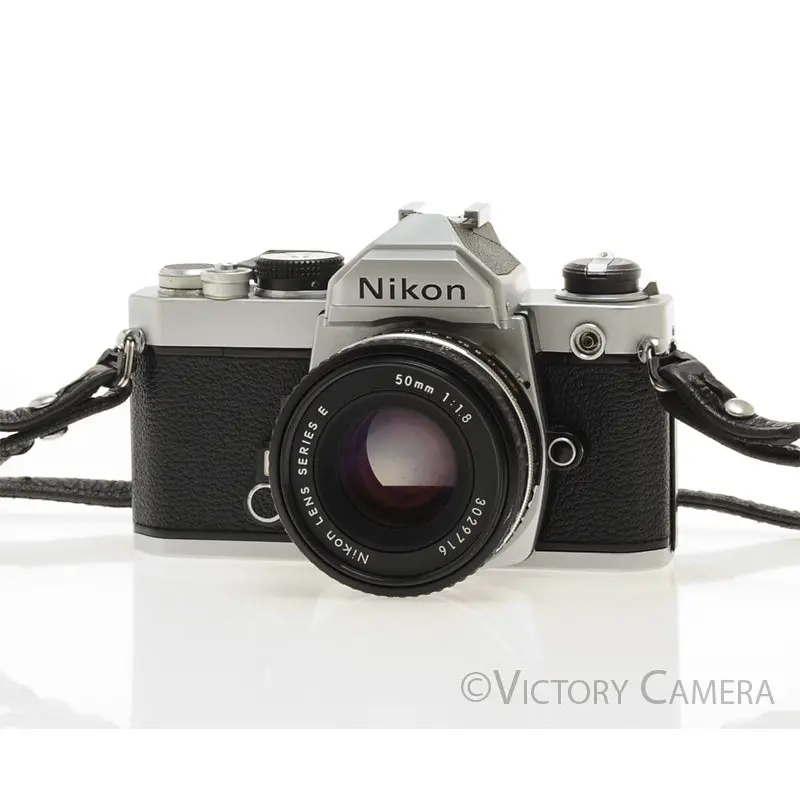 Nikon FM Chrome 35mm Film Camera w/ 50mm f1.8 AI-s Lens -New Seals- [EXC]