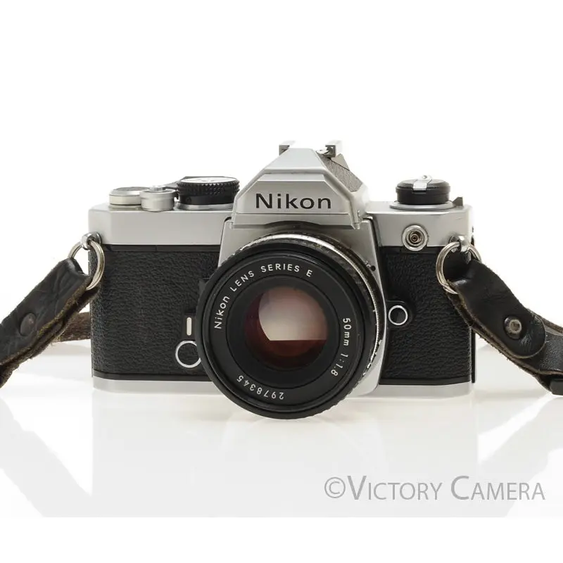 Nikon FM Chrome 35mm Film Camera w/ 50mm f1.8 Lens [EXC+]