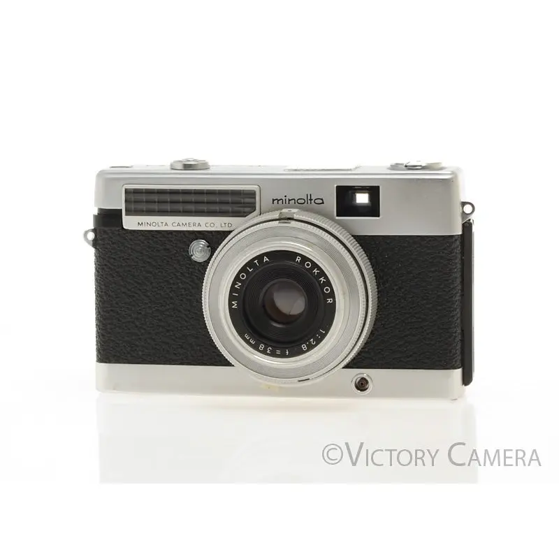 Minolta Minoltina-P Chrome 35mm Film Camera w/ 38mm f2.8 Lens + Case [EXC+]