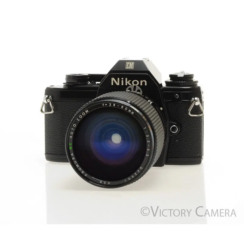 Nikon EM Black 35mm Film Camera with 28-80mm Zoom Lens [EXC]
