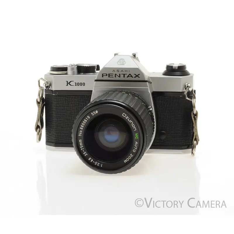 Pentax K1000 Chrome 35mm Film Camera w/ 35-75mm Zoom Lens [EXC]