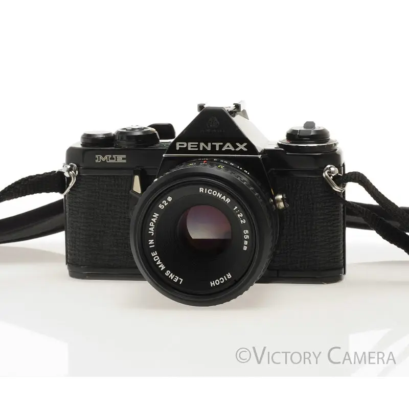 Pentax ME Rare Black 35mm Camera w/ 55mm f2.2 Lens -New Seals- [EXC]
