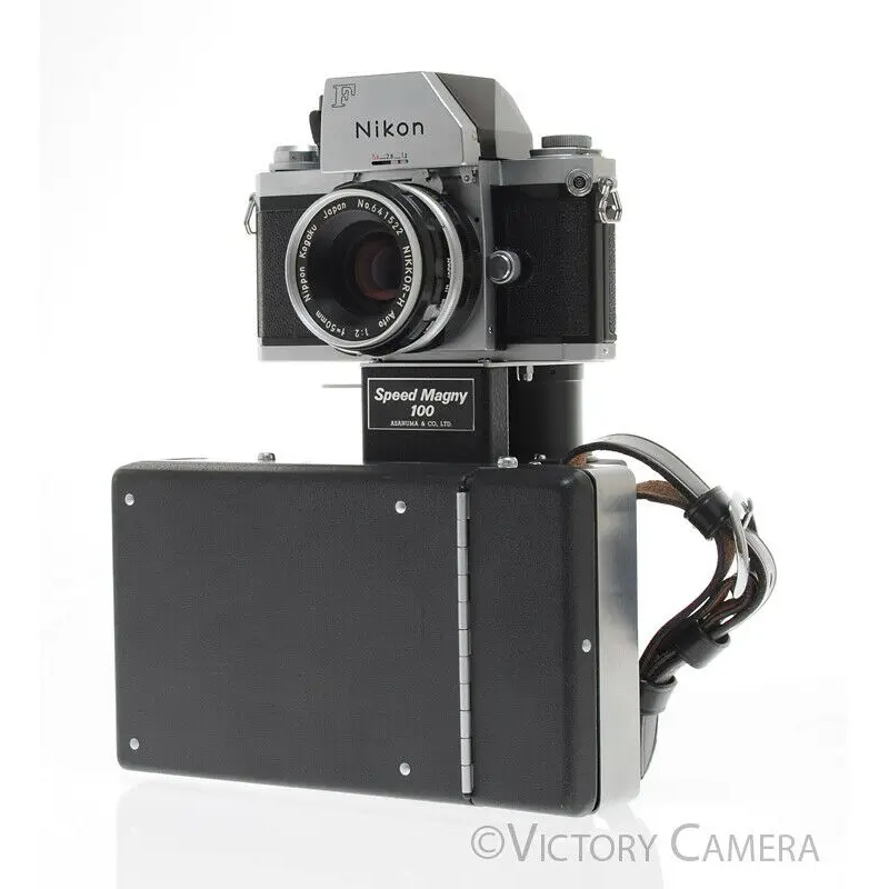 Nikon F Camera Speed Magny 100 4x5 Polaroid Outfit -Clean- [EXC]