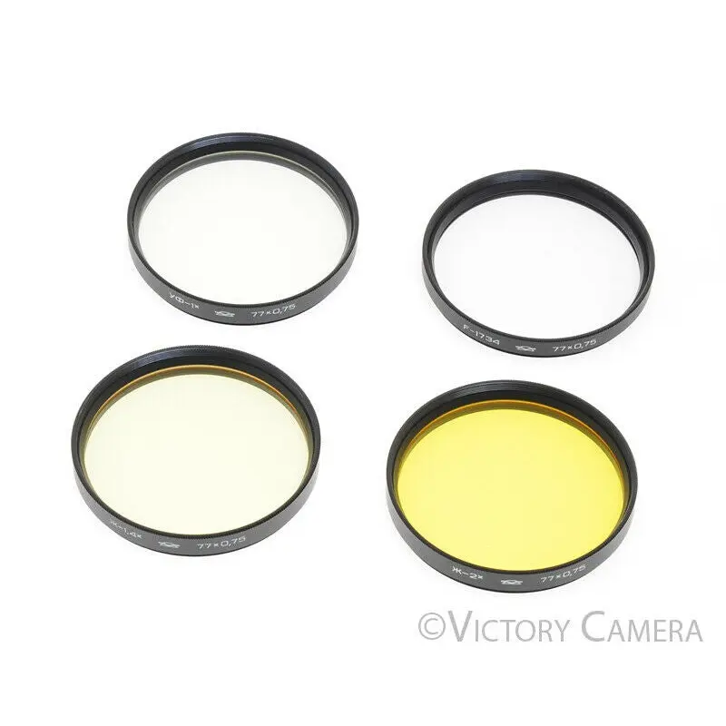 Zenit Filter Set of 4 77mm (Yellow, UV) for Krasnogorsk 3 K-3 16mm Film Camera [Good]