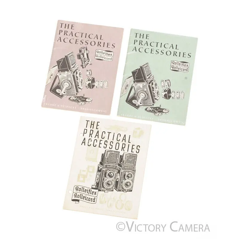 3x Rollei Rolleiflex Vintage Manual / Catalogs on The Practical Accessories [EXC]