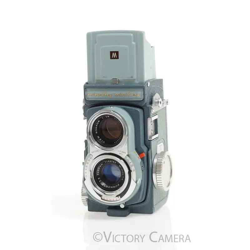 Rare Minolta Miniflex Blue 4x4 TLR Camera w/ Rokkor 60mm f3.5 -Clean in Case- [EXC]