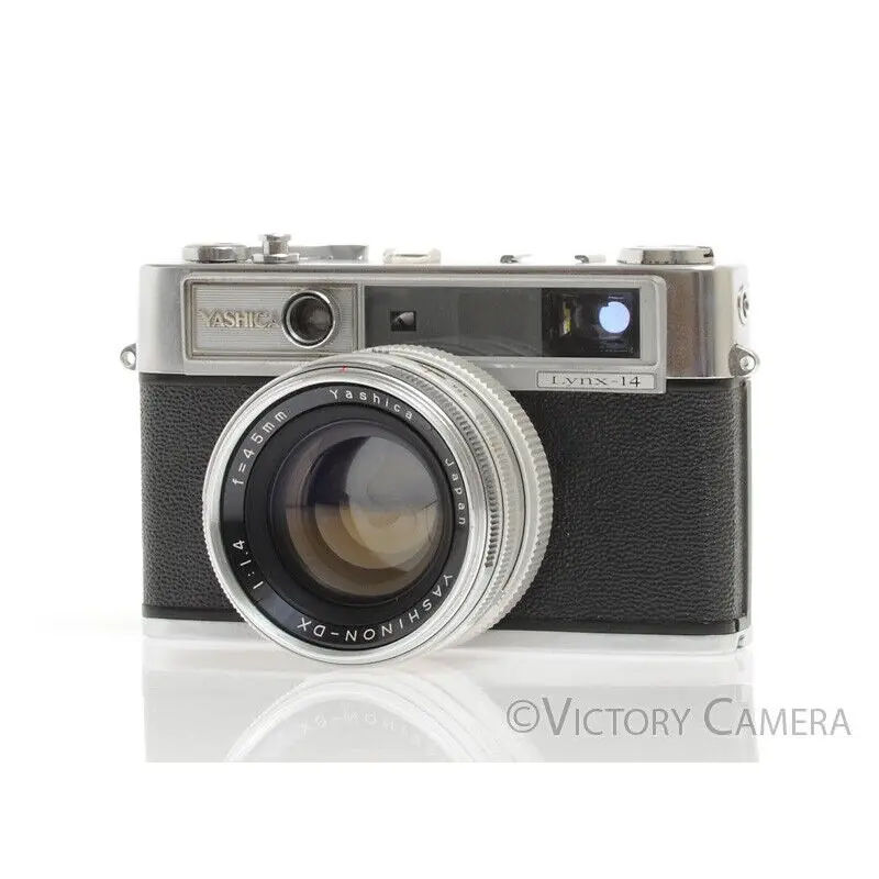 Yashica Lynx-14 Chrome 35mm Rangefinder Camera w/ 45mm f1.4 Lens -Fungus- [Good]